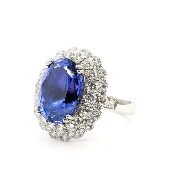 Ring Cocktail Double Halo 2.07ctw Round Diamonds GIA Report: 2235457240 9.6ct Bluish Violet Block "D" Tanzanite Platinum 22mm Sz7.25 12.5g 226030016