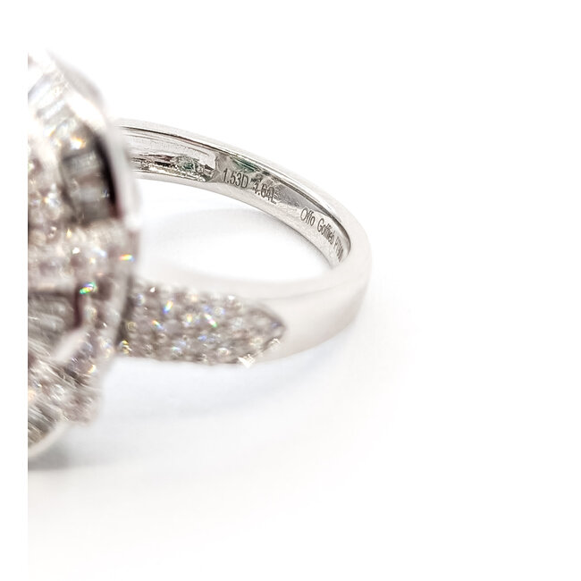 Ring Cockatil Halo 1.53ctw Round & Baguette Diamonds GIA Report: 2235644819 4.64ct Untreated Emerald Platinum 22mm Sz7 9.7g 226030025