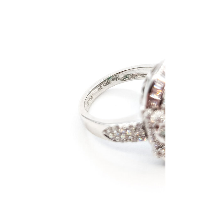 Ring Cockatil Halo 1.53ctw Round & Baguette Diamonds GIA Report: 2235644819 4.64ct Untreated Emerald Platinum 22mm Sz7 9.7g 226030025