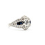 Ring Vintage Style Milgrain 0.6ctw Round Diamonds 0.69ct Mignight Sapphire Platinum 12mm Sz7 7.3g 226030011