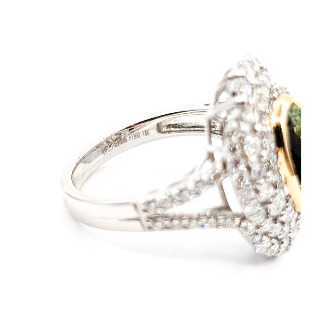 Ring Cocktail Sirpal Halo 1.61ctw Round Diamonds GIA Report: 1232837999 4.29ct Yellowish Green Alexandrite Platinum 20mm Sz7 9.1g 226030032