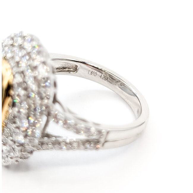 Ring Cocktail Sirpal Halo 1.61ctw Round Diamonds GIA Report: 1232837999 4.29ct Yellowish Green Alexandrite Platinum 20mm Sz7 9.1g 226030032