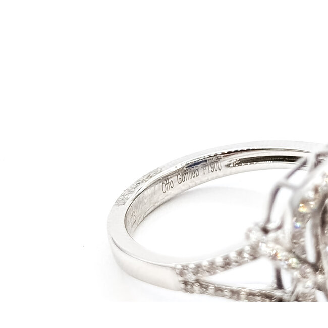 Ring Double Halo Split Band 0.48ctw Round Diamonds GIA Report: 5231597285 3.22ct Blue Sapphire Platinum 15mm Sz6.75 6.9g 226030024