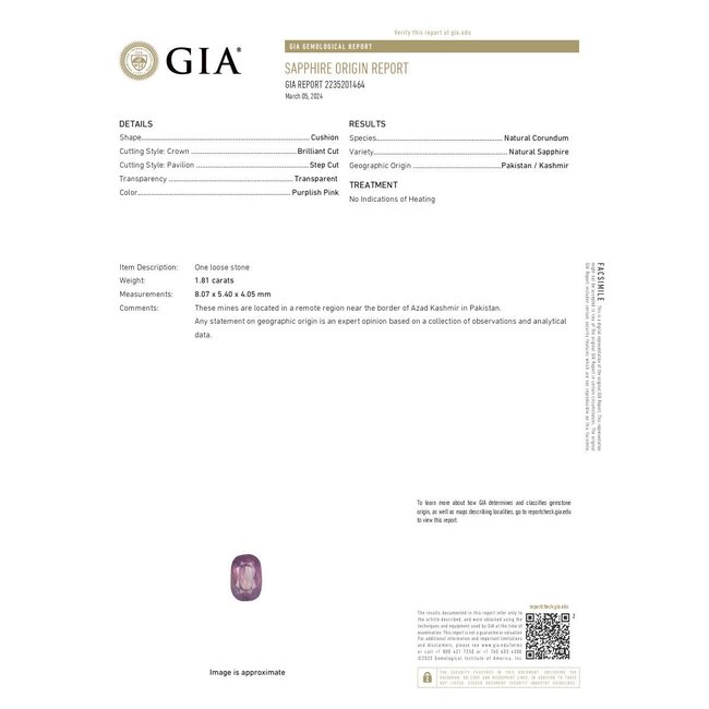 Ring Bespoke Milgrain 0.39ctw Round Diamonds GIA Report: 2235201464 1.81ct Purplish Pink Kashmir Sapphire Platinum 6mm Sz6.75 5.5g 226030014