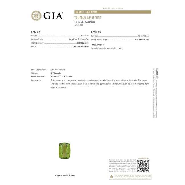 Ring Black Enamel 0.28ctw Round Diamonds GIA Report: 2235645505 6.93ct Green Paraiba Tourmaline 14K Gold 14ky 18mm Sz7 5.4g 226030019