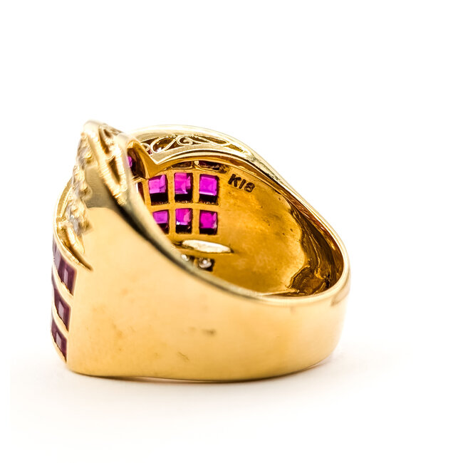 Ring 0.46ctw Round Diamonds 3.68ct Red Ruby 18ky 9mm Sz7.5 12.7g 226030013