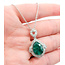 Necklace Drop Halo W/Chain 0.73ctw Round Diamonds 5.38ct Green Emerald Platinum 1.5x.75" 17" 11.1g 226030010