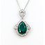 Necklace Drop Halo W/Chain 0.73ctw Round Diamonds 5.38ct Green Emerald Platinum 1.5x.75" 17" 11.1g 226030010