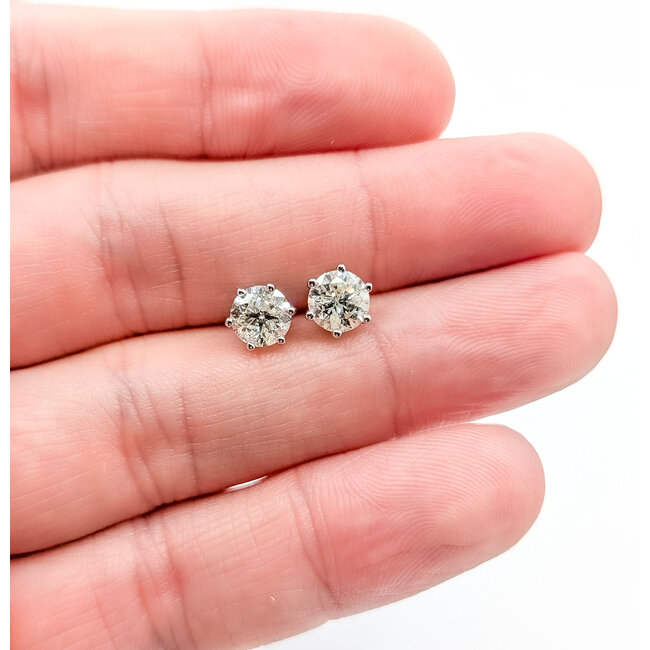 Earrings Stud 1.99ctw Round Diamonds 14kw 7.5mm 1.6g 226030006