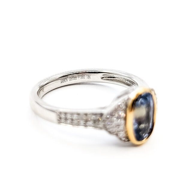 Ring Bespoke 0.22ctw Round Diamonds GIA Report: 2235837890 1.54ct Untreated Light Blue No-Heat Sapphire Platinum 10mm Sz7 5.3g 226030026