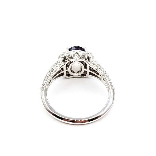 Ring Milgrain 0.48ctw Round Diamonds GIA Report: 2231837867 2.25ct No-Heat Pinkish Purple Spinel Platinum 9mm Sz6.5 5.4g 226030028