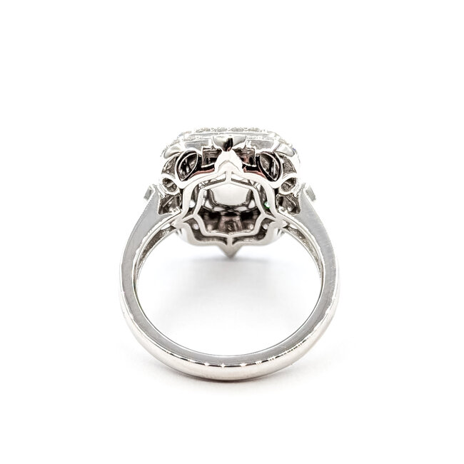 Ring Double Halo Milgrain 0.79ctw Round Diamonds GIA Report: 1236838061 3.04ct No Heat Pink Sapphire Platinum 18mm Sz6.75 8.7g 226030029