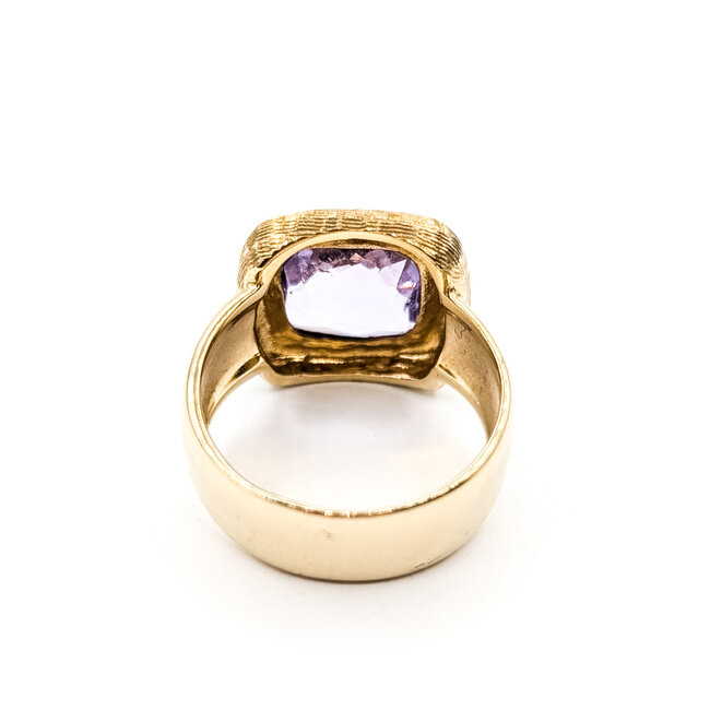 Ring Hammered 3.5ct Purple Amethyst 14ky 7.5mm Sz8 6.9g 226020071