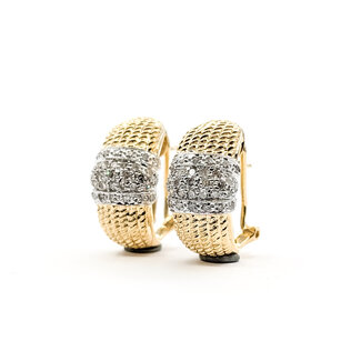 Earrings J-Hoop Omega Back .38ctw Round Diamonds 14ky 10mm .75" 7.35g 226020072