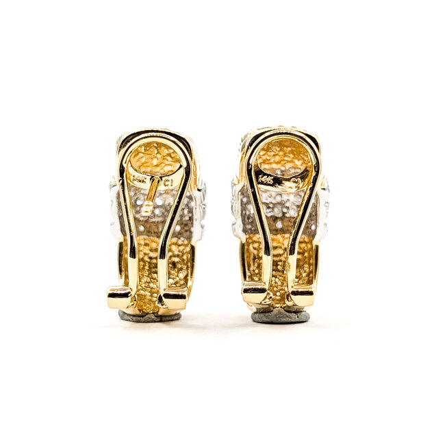 Earrings J-Hoop Omega Back .38ctw Round Diamonds 14ky 10mm .75" 7.35g 226020072