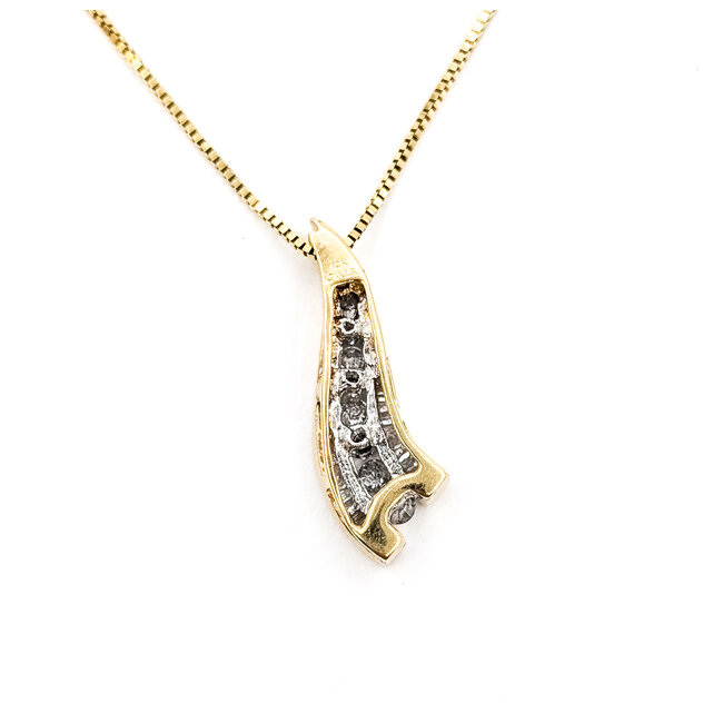 Pendant Waterfall W/Chain .33ctw Round & Baguette Diamonds 10ky 18" .75x.3" 3.19g 226020069
