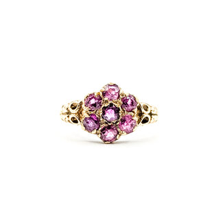 Ring Cluster .75ctw Red Synthetic Ruby 9ky 10mm Sz4.5 2.79g 226030001