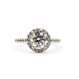 Ring Halo 1.25ct Round Lab Grown Diamond .40ctw Diamonds 950pt 10mm Sz6 5.28g 226030034