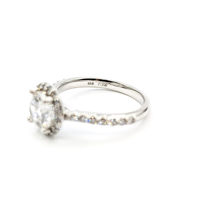 Ring Halo 1.25ct Round Lab Grown Diamond .40ctw Diamonds 950pt 10mm Sz6 5.28g 226030034