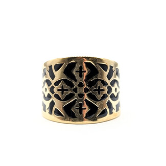 Ring Cigar Black Enamel 14ky 17.5mm Sz9 4.57g 226022008