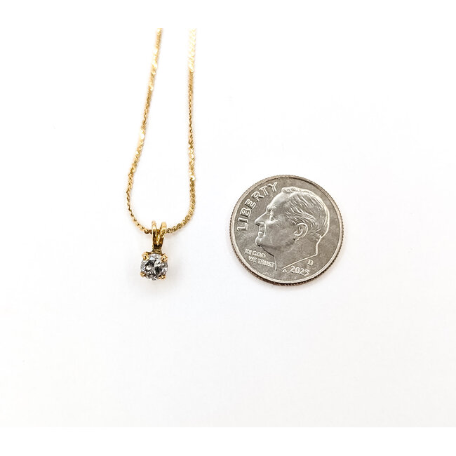 Pendant Solitaire S-Link .25ct Round Diamond 14ky 9x4mm 17.5" 1.68g 226020075