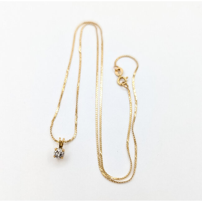 Pendant Solitaire S-Link .25ct Round Diamond 14ky 9x4mm 17.5" 1.68g 226020075