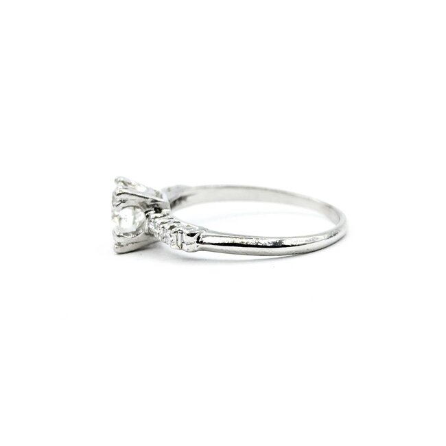 Ring Mid Century 1.04ct Round Diamond .12ctw Diamonds Platinum Sz8 3.5g 126020059