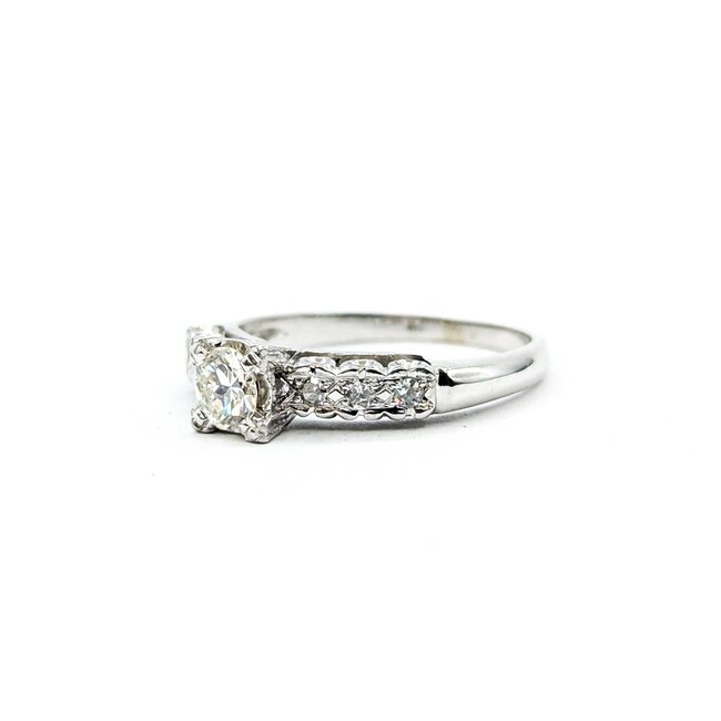 Ring Mid Century .38ct Round Diamond .12ctw Diamonds 14kw Sz8 3.3g 126020062