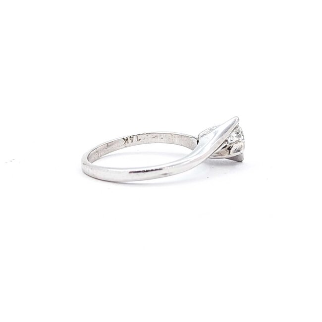 Ring Twist Solitaire .30ct Round Diamond 14kw Sz6 2.8g 126020063