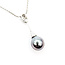 Pendant Drop W/Chain 0.1ctw Round Diamonds 9.5mm Tahitian Pearl 14kw 1.2x.33" 18" 5.3g 226020047