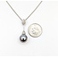 Pendant Drop W/Chain 0.1ctw Round Diamonds 9.5mm Tahitian Pearl 14kw 1.2x.33" 18" 5.3g 226020047