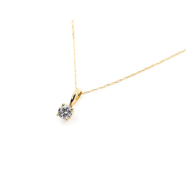 Pendant Solitaire Rope .25ct Round Diamond 10ky .6mm 18.5" .95g 226020076