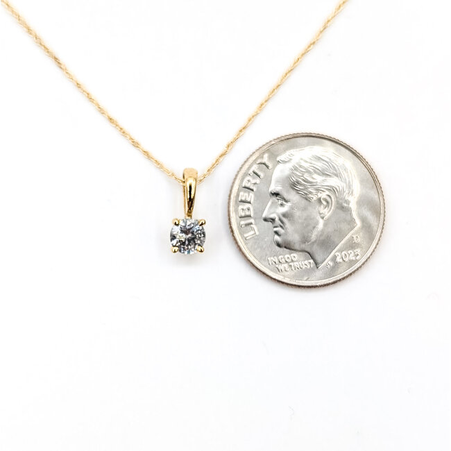 Pendant Solitaire Rope .25ct Round Diamond 10ky .6mm 18.5" .95g 226020076