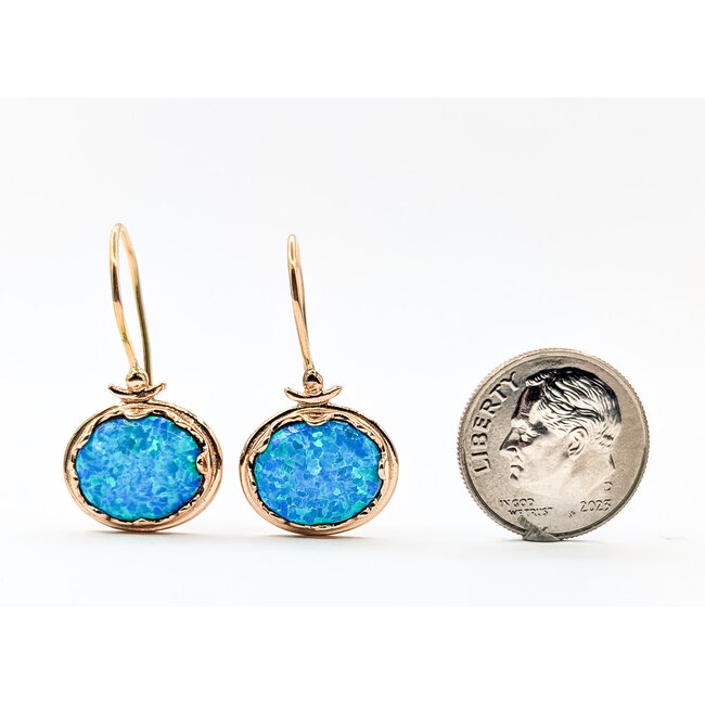 Earrings French Hook 11x9mm Dublet Opal 14kr 1x.6" 4.85g 226020074