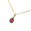 Pendant Tear Drop Halo 1.6ct Pink Tourmaline .25ctw Green Emerald 14ky 25x10mm 15.5" 4.37g 226020040