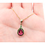 Pendant Tear Drop Halo 1.6ct Pink Tourmaline .25ctw Green Emerald 14ky 25x10mm 15.5" 4.37g 226020040
