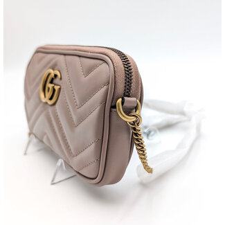 Crossbody Gucci Mini GG Marmont Matelasse Chain Porcelain Rose 126035010