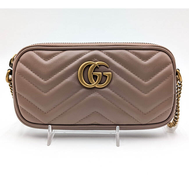 Crossbody Gucci Mini GG Marmont Matelasse Chain Porcelain Rose 126035010