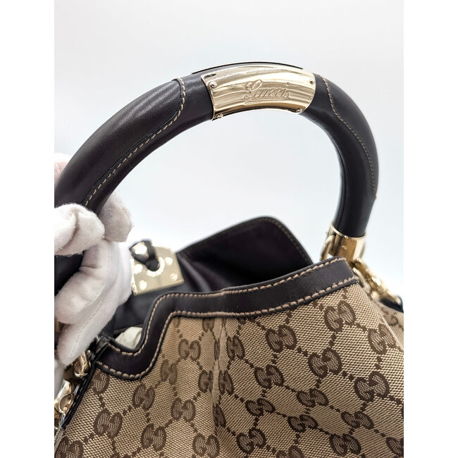 Handbag Gucci Indy Hobo Medium Beige Canvas 126035005