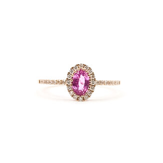 Ring Halo .25ctw Round Diamonds .65ct Pink Sapphire 14kr 1.5mm Sz7 1.92g 126030021