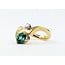 Ring Bespoke .10ct Round Diamond 1.75ct Green Tourmaline 18ky 3mm Sz6.5 6.97g 126030020