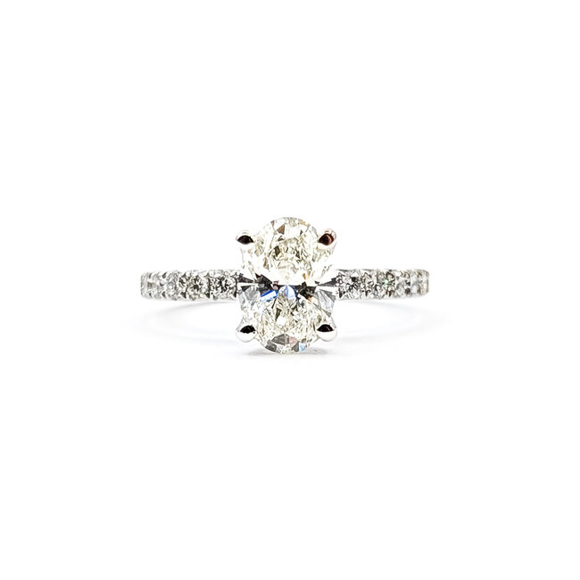 Ring Engagement 1.04ct Oval Lab Grown Diamond IGI: LG761538098 VS1 G 0.32ctw Diamonds 14kw 2mm Sz4.5 2.05g 126038030