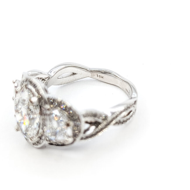 Ring 3-Stone 2.08ct OV Lab Grown Diamond IGI: 751515487 1.16ctw Half Moon Lab Grown Diamond 0.5ctw Near Colorless Diamonds 14kw Sz6.75 5.4g 125120053