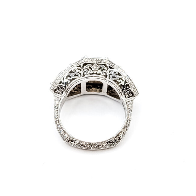 Ring Halo Filigree 2.51ct Cushion Lab Grown Diamond 1.82ctw Pear Lab Grown Diamond 1ctw Near Colorless Diamonds 18kw 12mm Sz7 7.65g 125120032