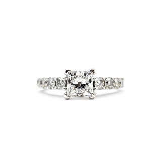 Ring Cathedral 1.03ct Princess Lab Grown Diamond IGI: 756593640 0.5ctw Near Colorless Diamonds 14kw Sz5 4g 125120069