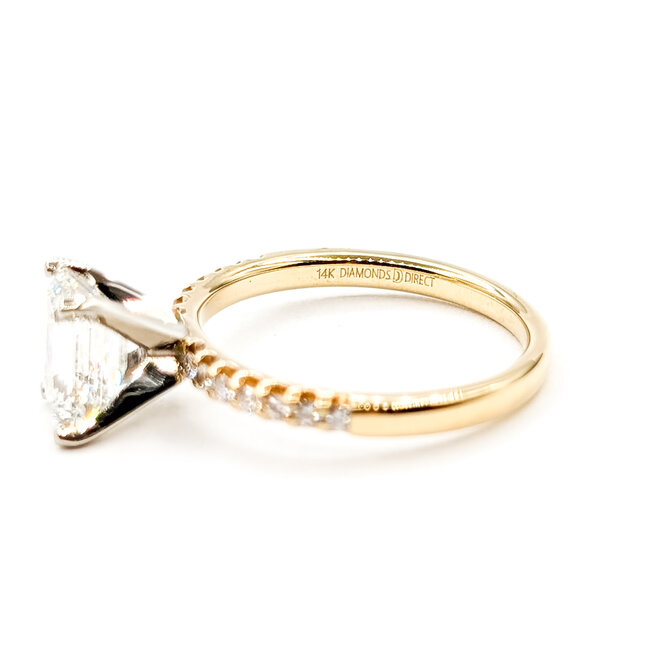 Ring Engagement 1.54ct Emerald Lab Grown Diamond IGI: LG642451096 0.15ctw Diamonds 14ky 2.2mm Sz6 2.55g 126038024