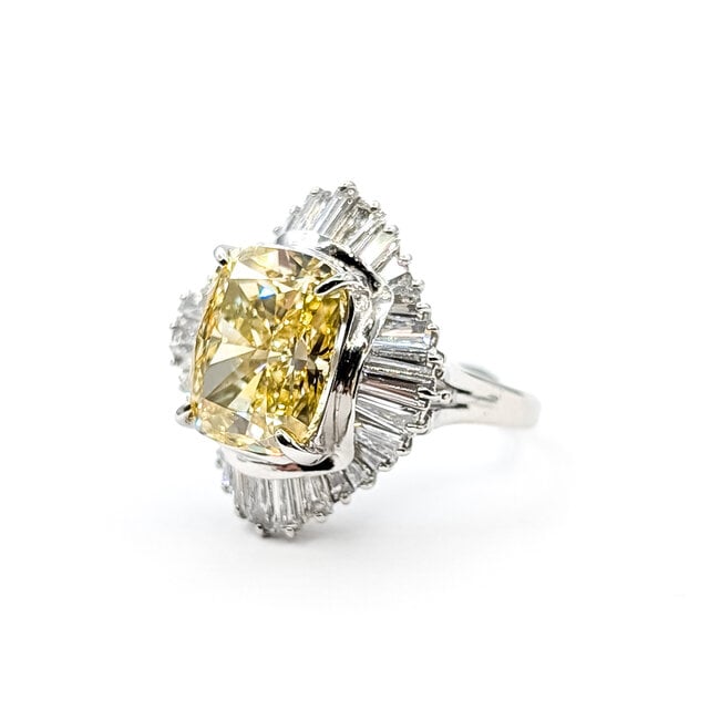 Ring Cocktail 6.03ct Cushion Lab Grown Diamond IGI: LG750570467 2.13ctw Baguette Diamonds 900pt 22x20mm Sz6.5 10.79g 125110018