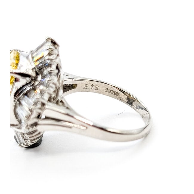 Ring Cocktail 6.03ct Cushion Lab Grown Diamond IGI: LG750570467 2.13ctw Baguette Diamonds 900pt 22x20mm Sz6.5 10.79g 125110018