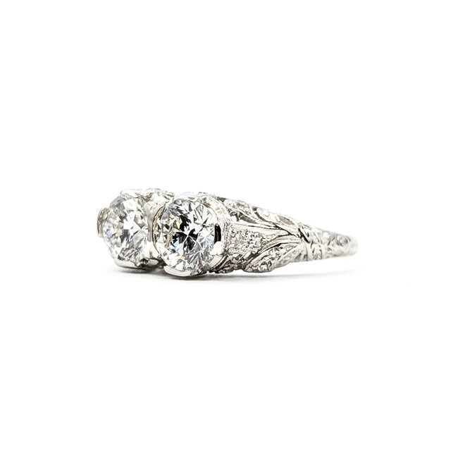 Ring Filigree Vintage 1.46ctw Lab Grown Diamond IGI .10ctw Diamonds Platinum Sz6 3.2g 126020005
