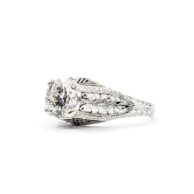 Ring Filigree Vintage 1.47ct Round Lab Grown Diamond IGI: 647423046  Platinum Sz7.75 4.6g 126020003